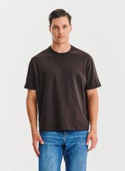 PAKO LORENTE - Brązowy t-shirt oversize. Brązowe t-shirty męskie Pako Lorente, xl, bez wzorów, z bawełny, bez kołnierzyka. Za 99.99 zł.