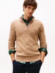 Tommy Hilfiger sweter z dzianiny Mężczyźni Wełna brązowy, L. Brązowe swetry męskie Tommy Hilfiger, l, bez wzorów, z dzianiny, bez kołnierzyka. Za 549.95 zł.