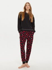 DKNY Piżama YI90025 Czarny Regular Fit. Czarne piżamy damskie DKNY, l, bez wzorów, z bawełny, bez ramiączek. Za 399.99 zł.
