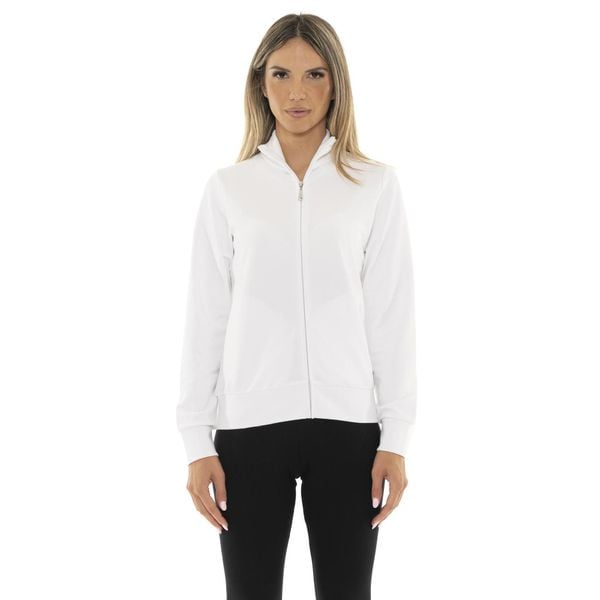 Bluza z bawełna z zamek błyskawiczny na co dzień. Białe bluzy bez kaptura damskie LEONE 1947 APPAREL, z bawełny. W wyprzedaży za 136.83 zł.