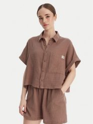 Roxy Koszula -W126-RXLST-1024-35X Brązowy Oversize. Brązowe koszule damskie Roxy, l, bez wzorów, bez kołnierzyka, bez ramiączek. Za 119.99 zł.