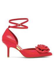 Eva Minge Szpilki ROSE-V1520-15 Czerwony. Czerwone szpilki Eva Minge, bez wzorów, ze skóry, bez obcasa. Za 339.99 zł.