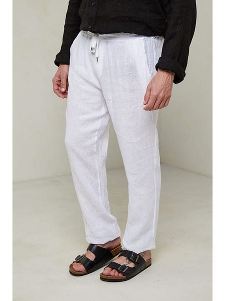 Lin Passion Spodnie w kolorze białym rozmiar: M/L. Białe spodnie materiałowe męskie Lin Passion, bez wzorów, z bawełny. Za 117.45 zł.