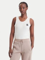 Guess Top V6BP10 K6791 Kremowy Slim Fit. Białe topy damskie Guess, xl, z aplikacjami, z syntetyku, bez ramiączek. Za 154.99 zł.