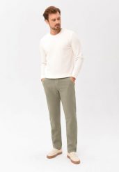 Lniane spodnie chinosy, Comfort Fit, R-LINN. Zielone spodnie materiałowe męskie Volcano, bez wzorów, z bawełny. Za 169.99 zł.