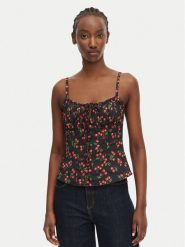 Guess Top W6YH97 W4497 Czarny Regular Fit. Czarne topy damskie Guess, xs, z aplikacjami, z bawełny, bez ramiączek. Za 344.99 zł.