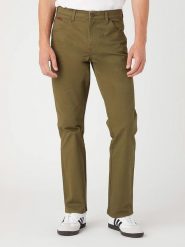 Wrangler Spodnie w kolorze oliwkowym rozmiar: W33/L32. Zielone spodnie materiałowe męskie Wrangler, z aplikacjami, z materiału. Za 224.45 zł.