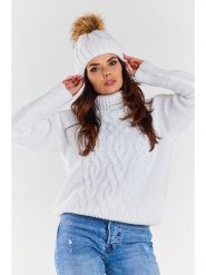 Awama Czapka w kolorze białym rozmiar: onesize. Białe czapki zimowe damskie Awama, z materiału. Za 99.99 zł.