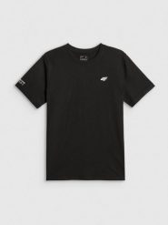 4F T-shirt regular gładki męski - czarny M. Czarne t-shirty męskie 4f, m, bez wzorów, z bawełny, bez kołnierzyka. Za 69.99 zł.