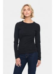 SAINT TROPEZ Koszulka "Aster" w kolorze czarnym rozmiar: XL. Czarne bluzki damskie Saint Tropez, xl, bez wzorów, z bawełny, bez kołnierzyka, bez ramiączek. Za 83.42 zł.