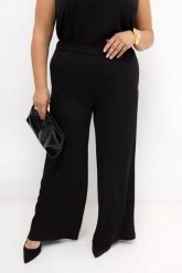 Czarne eleganckie spodnie damskie Elisa z prostą nogawką | PLUS SIZE OVERSIZE LATO. Czarne spodnie materiałowe damskie Moda Size Plus Iwanek, bez wzorów, z elastanu, biznesowe, plus size. Za 239.90 zł.