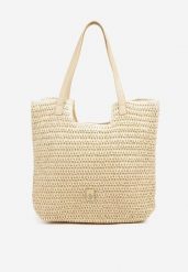 Beżowa Pleciona Torebka Shopper Feleindra. Brązowe shopper bag damskie Born2be, bez wzorów, z jeansu, bez dodatków. Za 79.99 zł.
