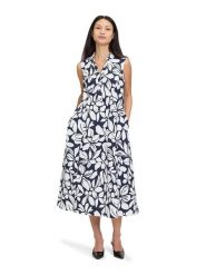 Vera Mont Sukienka w kolorze granatowo-białym rozmiar: 46. Białe sukienki damskie Vera Mont, bez wzorów, bez kołnierzyka, bez ramiączek, midi. Za 217.99 zł.