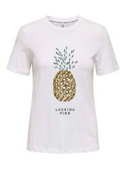 ONLY Koszulka w kolorze białym rozmiar: XS. Białe bluzki damskie Only, xs, bez wzorów, z bawełny, bez kołnierzyka, bez ramiączek. Za 43.99 zł.