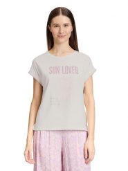 CARTOON Koszulka w kolorze kremowym rozmiar: 38. Brązowe bluzki damskie Cartoon, z aplikacjami, bez kołnierzyka. Za 60.99 zł.