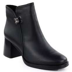 Skórzane botki damskie na obcasie czarny Sergio Leone BT25209-S. Czarne botki damskie Sergio Leone, ze skóry, bez obcasa, na obcasie, bez zapięcia. Za 239.99 zł.