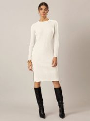 APART Sukienka dzianinowa w kolorze kremowym rozmiar: 36. Brązowe sukienki damskie Apart, bez wzorów, z dzianiny, bez kołnierzyka, bez ramiączek, midi. Za 143.22 zł.