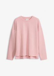Bluza oversize z materiału scuba z mieszanki wiskozy. Czerwone bluzy bez kaptura damskie bonprix, z wiskozy. Za 109.99 zł.