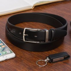 Pasek skórzany BELTIMORE r.125-140 cm E42 czarny. Czarne paski męskie bez wzorów, klasyczne. Za 59.99 zł.