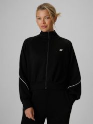 4F Bluza kibica regular bez kaptura damska - czarna S. Czarne bluzy bez kaptura damskie 4f, s, bez wzorów, z dresówki. Za 169.99 zł.