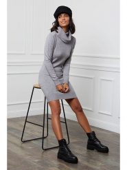 Soft Cashmere Sukienka dzianinowa w kolorze szarym rozmiar: 38/40. Szare sukienki damskie Soft Cashmere, bez wzorów, z dzianiny, klasyczne, bez kołnierzyka, bez ramiączek, mini. Za 136.13 zł.