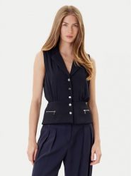 Morgan Bluzka 252-COZIP Granatowy Slim Fit. Niebieskie bluzki damskie Morgan, bez wzorów, z syntetyku, bez ramiączek. Za 199.99 zł.