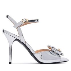 Sandały LOVE MOSCHINO. Szare sandały damskie Love Moschino, bez wzorów, bez obcasa, na szpilce. Za 1,099.00 zł.