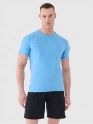 4F Koszulka treningowa szybkoschnąca męska - niebieska M. Niebieskie t-shirty sportowe męskie 4f, m, z dzianiny, bez ramiączek, na fitness i siłownię. Za 99.99 zł.