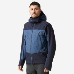 Kurtka trekkingowa męska Forclaz MT500 wodoodporna. Niebieskie kurtki męskie FORCLAZ, l, bez wzorów, z materiału, sportowe, bez kaptura. Za 599.99 zł.
