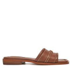 Klapki Michael Kors. Brązowe klapki damskie Michael Kors, bez wzorów, bez obcasa. Za 399.99 zł.