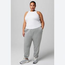 Damski prążkowany tank top Fabletics. Białe topy sportowe damskie FABLETICS, xl, bez wzorów, z bawełny, bez ramiączek. Za 222.00 zł.