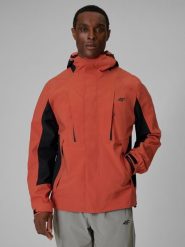 4F Kurtka trekkingowa membrana 10000 męska - pomarańczowa 3XL. Brązowe kurtki męskie 4f, l, bez wzorów, z materiału, bez kaptura. Za 499.99 zł.