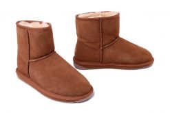 EMU AUSTRALIA W13154 Stinger Mini chestnut, botki damskie. Brązowe botki damskie Emu Australia, na zimę, ze skóry, bez obcasa, bez zapięcia. Za 749.90 zł.