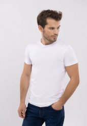 Bawełniany t-shirt w dwupaku T-CLONE. Białe t-shirty męskie Volcano, na zimę, l, bez wzorów, z bawełny, bez kołnierzyka. Za 99.99 zł.