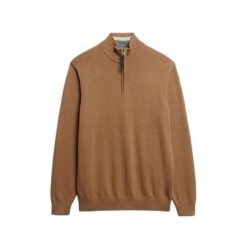 Czarny sweter z kołnierzem typu "camionneur" Superdry Essentials. Brązowe swetry męskie Superdry., na zimę, m, bez wzorów, z bawełny, bez kołnierzyka. Za 326.85 zł.