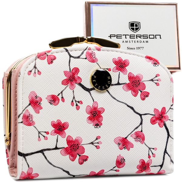 Portfel damski Peterson PTN 1830-F8 wzór 2. Portfele damskie Peterson, bez wzorów, ze skóry. Za 69.99 zł.