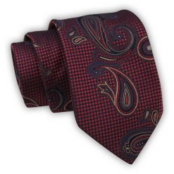 Krawat Alties (7 cm) - Bordowy, Duży Wzór Paisley. Czerwone krawaty i muchy męskie Alties, bez wzorów, z tkaniny, eleganckie. Za 49.00 zł.
