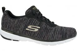 Buty sportowe Sneakersy damskie, Flex Appeal 3.0 Endless Glamour. Czarne buty sportowe na co dzień damskie Skechers, bez wzorów, z materiału, trekkingowe. Za 159.99 zł.