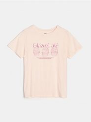 Bawełniana koszulka z nadrukiem - Inny. T-shirty damskie Sinsay, l, bez wzorów, z bawełny, bez kołnierzyka. Za 9.99 zł.