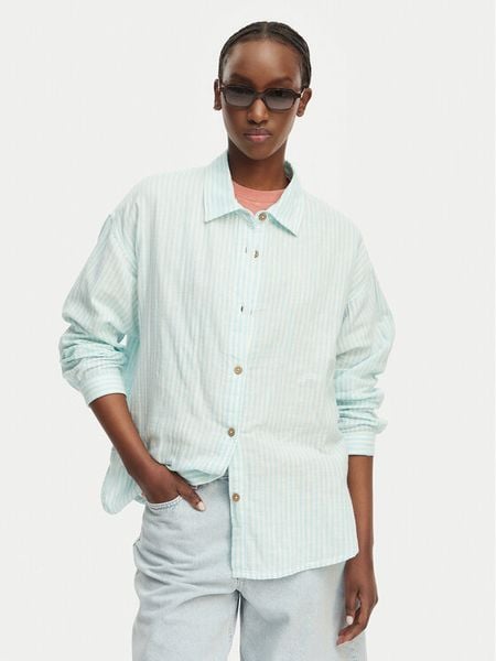 Roxy Koszula Morning Shine Stripe ERJWT03747 Niebieski jasny Loose Fit. Niebieskie koszule damskie Roxy, xs, bez wzorów, z bawełny, bez kołnierzyka, bez ramiączek. Za 279.99 zł.