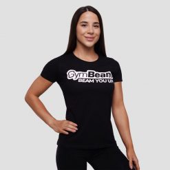 Koszulka damska fitness slim czarna Beam. Czarne bluzki sportowe damskie GYMBEAM, xl, bez wzorów, z bawełny, bez ramiączek. Za 55.90 zł.