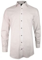 Biała Elegancka Koszula Męska z Długim Rękawem -REY JAY- Slimowana, Wzór Geometryczny. Czerwone koszule męskie Rey Jay, m, bez wzorów, z bawełny, bez kołnierzyka, bez ramiączek. Za 119.00 zł.