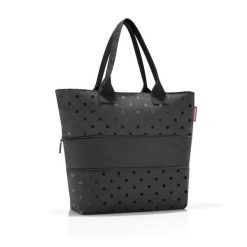 Torba shopper e1, glossy dots black. Czarne shopper bag damskie Reisenthel, bez wzorów, z nylonu, na ramię, duże, bez dodatków. Za 135.90 zł.
