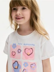 Bawełniany t-shirt z cekinami - biały. Białe koszulki dziewczęce Reserved, m, bez wzorów, z bawełny, bez ramiączek. Za 22.99 zł.