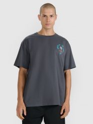 4F T-shirt oversize z nadrukiem męski - szary XXL. Szare t-shirty męskie 4f, m, bez wzorów, z bawełny, bez kołnierzyka. Za 69.99 zł.