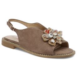 Brązowe Sandały S.Barski Eleganckie Obuwie Damskie Z Broszką. Brązowe broszki damskie S.BARSKI. Za 169.00 zł.