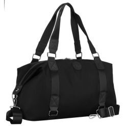 Damska torba treningowa z poliestru w czarnym kolorze zamykana suwakiem - Peterson. Czarne torebki klasyczne damskie Peterson, bez wzorów, bez dodatków. Za 99.99 zł.