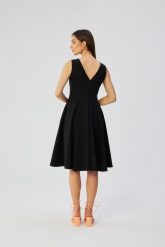 Czarna Midi Sukienka Rozkloszowana bez Rękawów. Czarne sukienki damskie MOE, l, bez wzorów, z elastanu, bez kołnierzyka, bez ramiączek, midi, rozkloszowane. Za 345.90 zł.