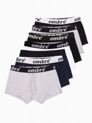Bokserki męskie bawełniane z kontrastową gumą - 7-pak mix V2 OM-UNBO-0100 - XXL. Szare bokserki męskie Ombre Clothing, bez wzorów, z bawełny. W wyprzedaży za 99.99 zł.