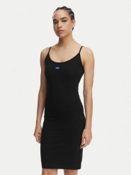 HUGO Sukienka letnia Narya 50563766 Czarny Slim Fit. Czarne sukienki damskie Hugo, na lato, xl, bez wzorów, z bawełny, bez kołnierzyka, bez ramiączek. Za 349.99 zł.